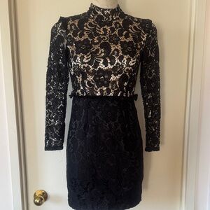 Marc Jacobs Black Floral Lace Long Sleeve Dress